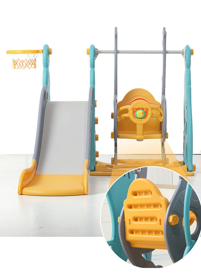 3-In-1 Indoor Swing And Slide Set With Basketball Hoop 180x155x118cm