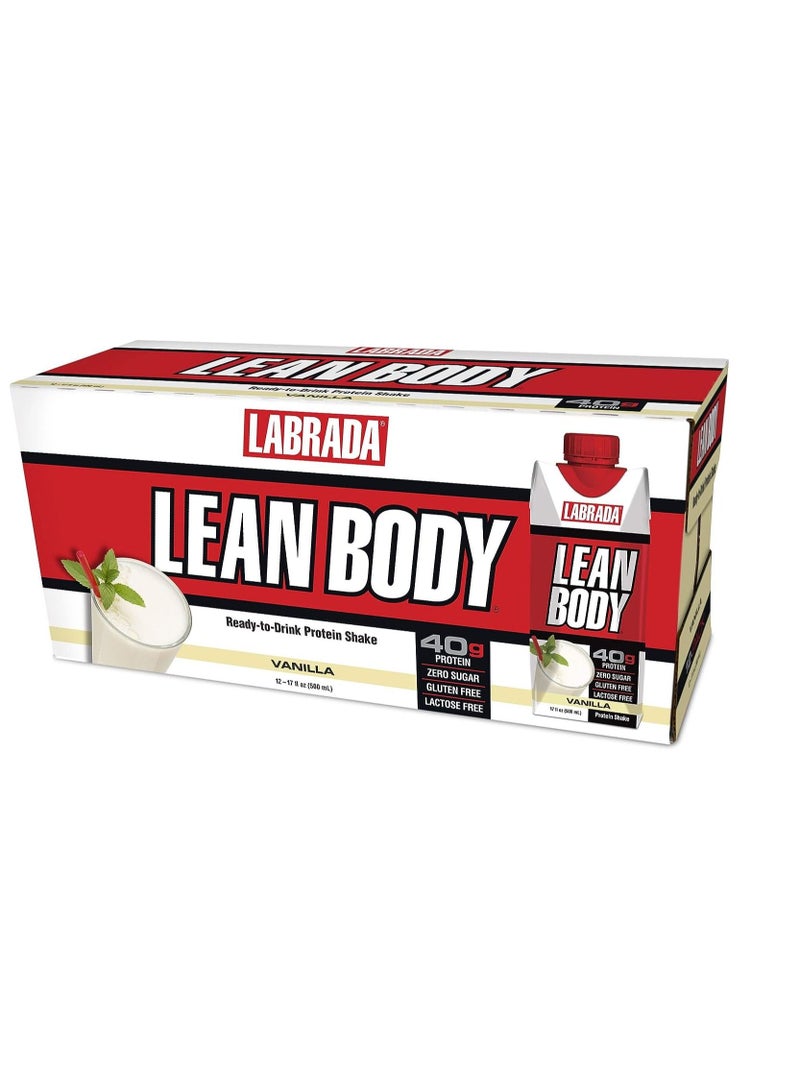 Labrada Lean Body RTD Vanilla Protein Shake 17 Fl oz (500 ml) - Pack of 12