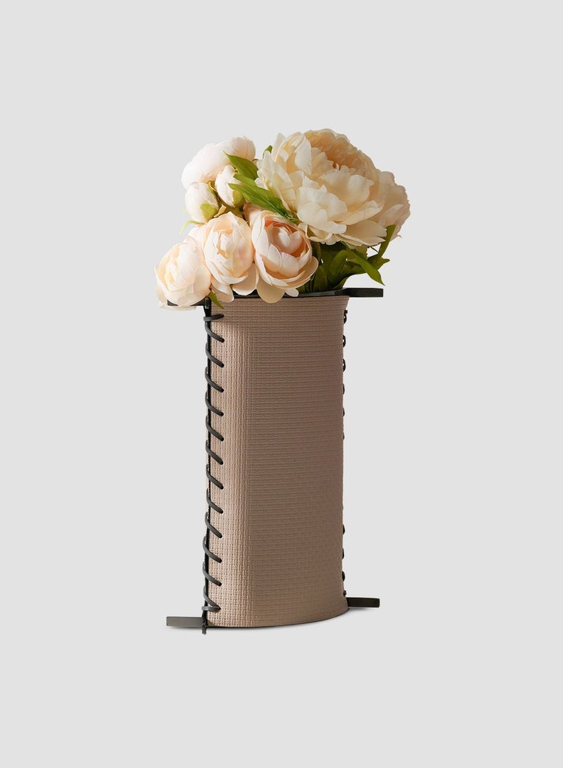 Koru Vase, Pu Leather &  Steel