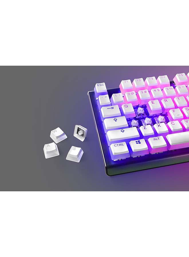 PrismCAPS, Double Shot Pudding-Style Keycaps, Durable PBT Thermoplastic, Extreme Durability, US Layout, Compatible with Wide Range of Mechanical Keyboards, White