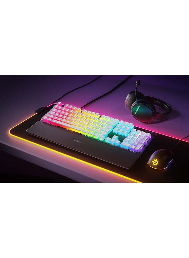 PrismCAPS, Double Shot Pudding-Style Keycaps, Durable PBT Thermoplastic, Extreme Durability, US Layout, Compatible with Wide Range of Mechanical Keyboards, White