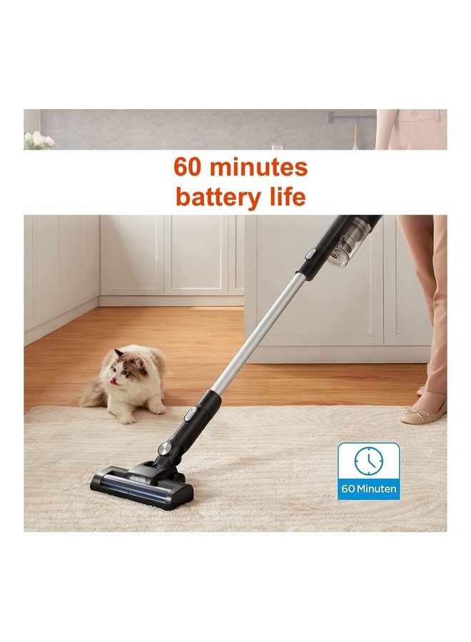 Vacuum Cleaner Cordless Up To 60 Minutes Battery Life LED Lighting Electric Brush For More Thorough Cleaning Dust Container Bagless 0.4 L 350 W MCS2025GB Black