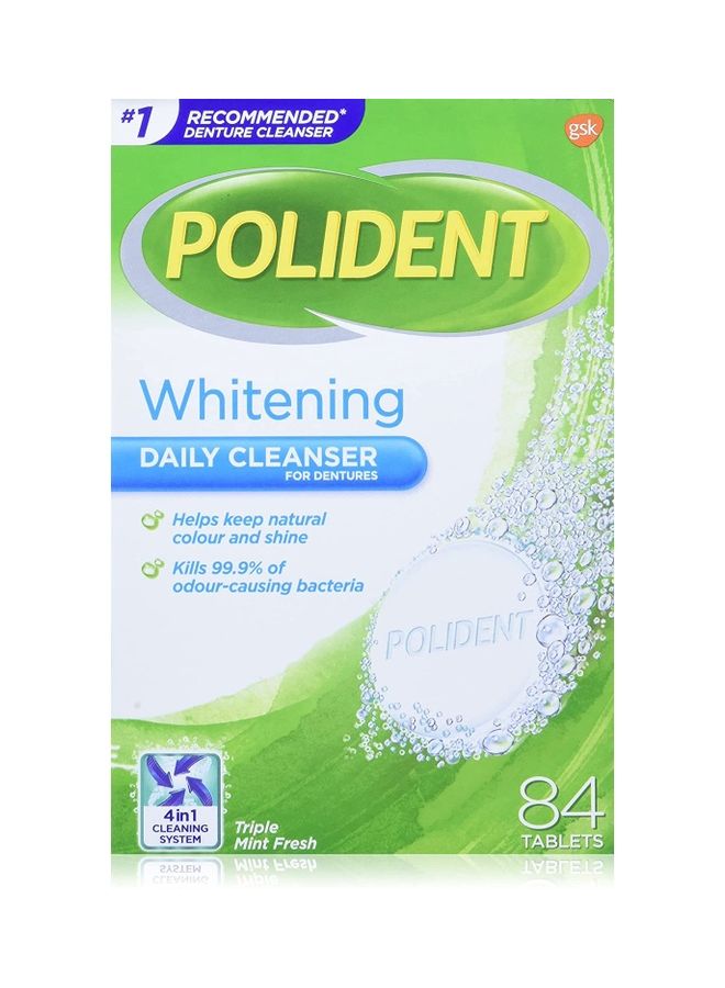 Pack Of 84 Whitening Daily Denture Cleanser Tablets - Triple Mint Fresh White