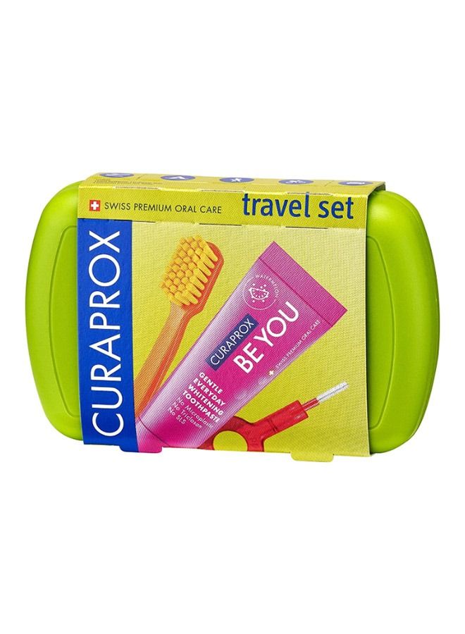 Travel-Set Green. Set includes Travel Toothbrush CS 5460, 10ml Be You Toothpaste, Interdental Brush CPS prime 07, CPS prime 09.