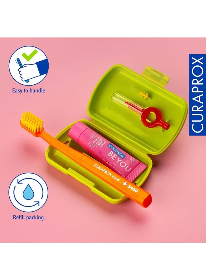 Travel-Set Green. Set includes Travel Toothbrush CS 5460, 10ml Be You Toothpaste, Interdental Brush CPS prime 07, CPS prime 09.