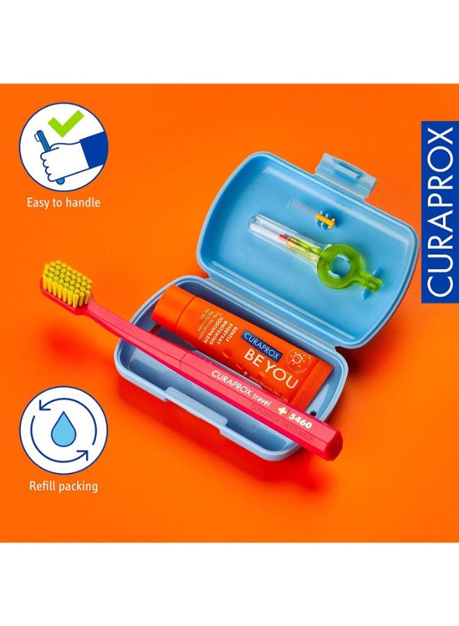 Travel-Set Blue. Set includes Travel Toothbrush CS 5460, 10ml Be You Toothpaste, Interdental Brush CPS prime 07, CPS prime 09.