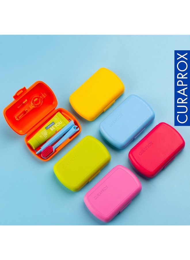 Curaprox Travel-Set Yellow. Set includes Travel Toothbrush CS 5460, 10ml Be You Toothpaste, Interdental Brush CPS prime 07, CPS prime 09.