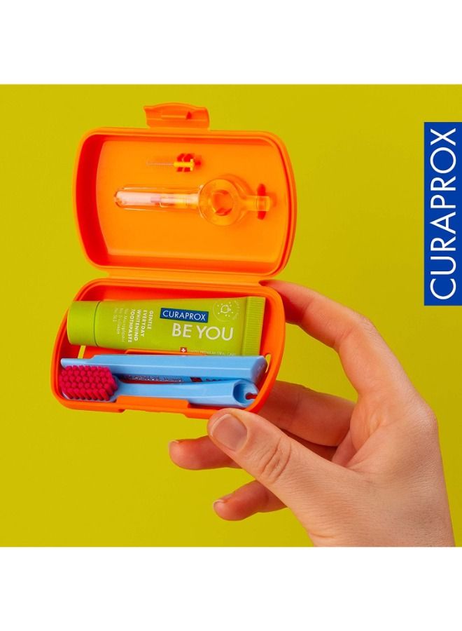 Travel-Set Orange. Set includes Travel Toothbrush CS 5460, 10ml Be You Toothpaste, Interdental Brush CPS prime 07, CPS prime 09.