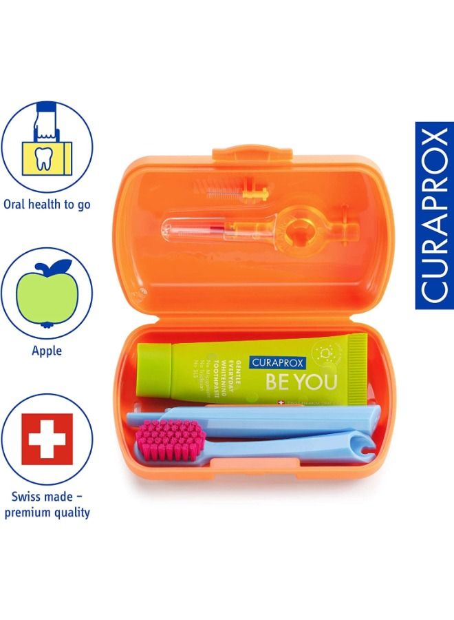 Travel-Set Orange. Set includes Travel Toothbrush CS 5460, 10ml Be You Toothpaste, Interdental Brush CPS prime 07, CPS prime 09.