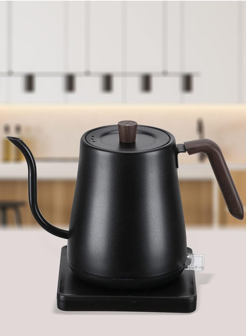 Electric Gooseneck Kettle Stainless Steel Electric Tea Kettle Fast Boiling Hot Water Kettle Pour-Over Coffee and Tea Kettle Auto Shutoff Leak-Proof Quick Heating Anti-dry 800ml  (Black)