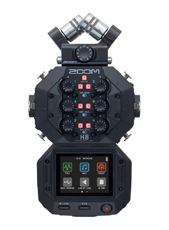 Zoom H8 Handy Recorder compatible upto 12-Track recording 6 Inputs Touchscreen Usb Audio Interface Battery Powered For Stereo Multi track Audio Video Podcasting and Music