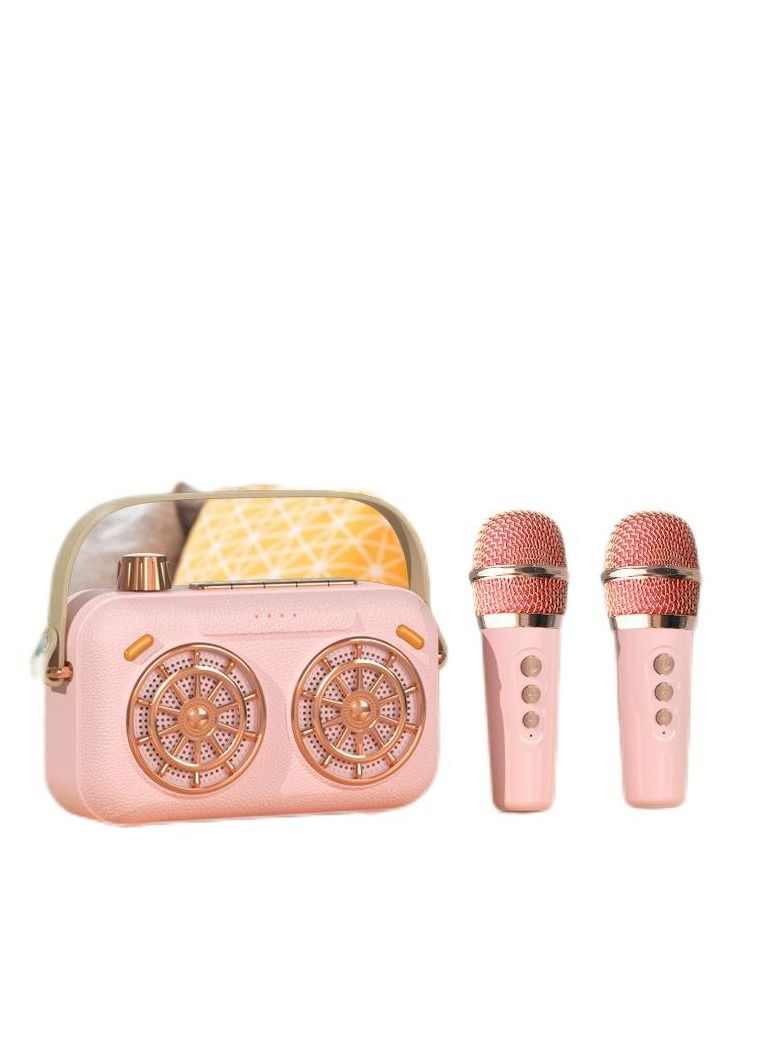 Portable Bluetooth Speaker with Microphone Set Pink