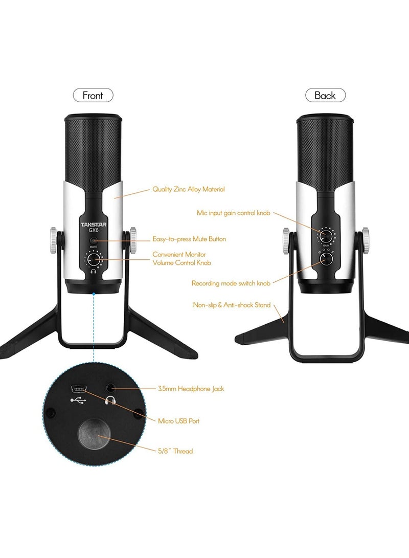 USB Desktop Stereo Digital Condenser Mic with Shock Mount