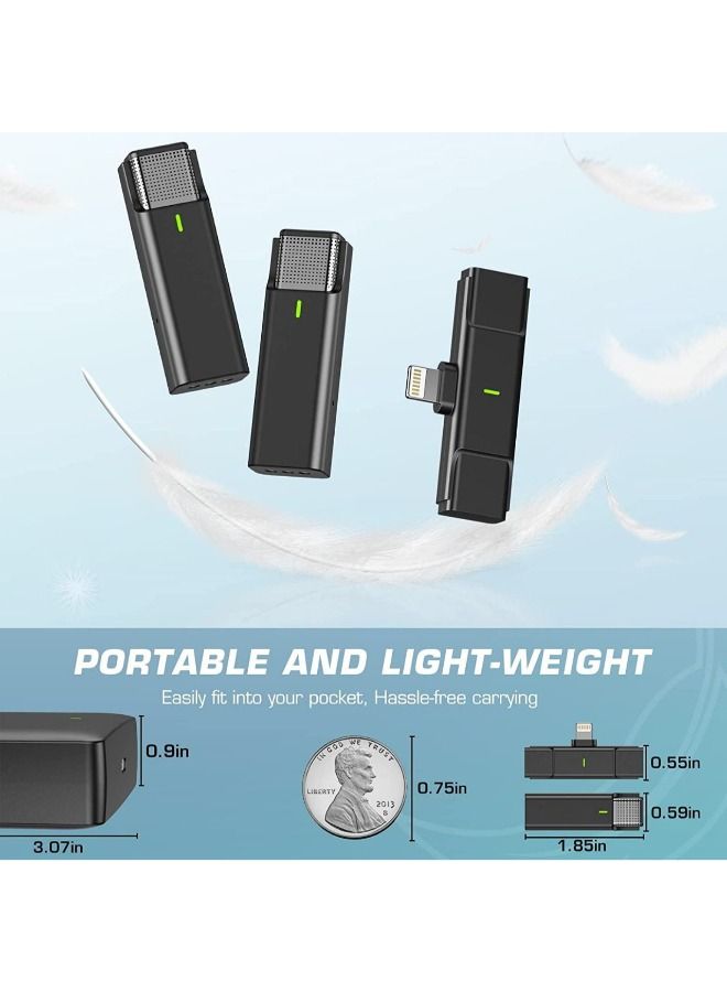 Dule Mic 2.4G Wireless Lavalier Microphone 1T1R Portable Audio Video Live Broadcast Mini Microphone for iPhone