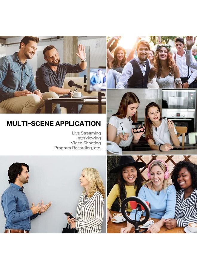 Dule Mic Wireless Lavalier Microphone, 1 for 2 2.4GHz Noise Reduction Microphone System with Charging Case, Plug & Play Automatically Pairing Wireless Microphone, Clear Pickup Recording Mic