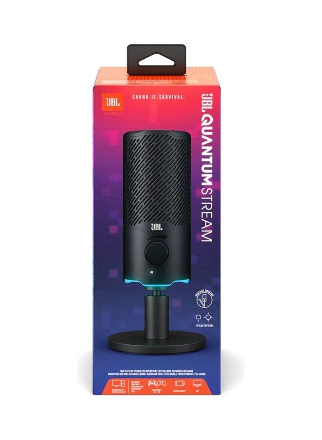 Quantum Stream Dual Pattern Premium USB Microphone For Streaming, Recording And Gaming 50036388948 Black