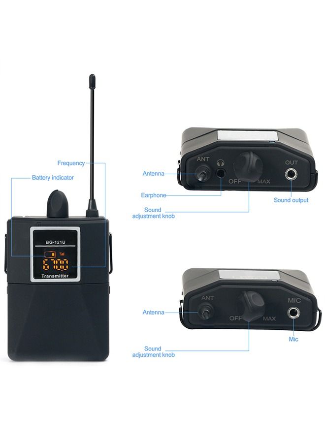 121U Dual Channel UHF Wireless Microphone with 30 Selectable Channels Two 3.5mm Cables for Camera Recorder DV YouTube video Facebook Teaching and Interview