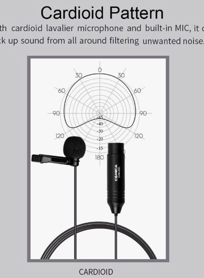 Cardioid Lavalier Lapel Microphone Condenser Mic DD1347 Black