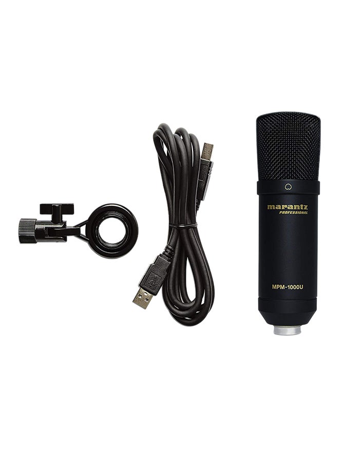 Marantz Professional MPM1000U - USB Condenser Studio Microphone with Built In Audio Interface, Cable, Perfect for Podcast Production MPM1000U Black