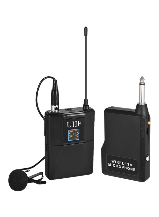 2-Piece UHF Wireless Microphone System Transmitter Receiver LU-D6455 Black