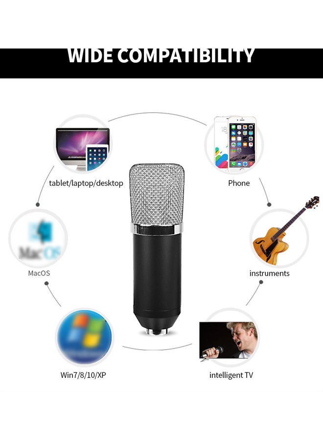 Set Of 8 Professional  Sound Recording Microphone Mic KTV Singing Studio Kit Multicolour