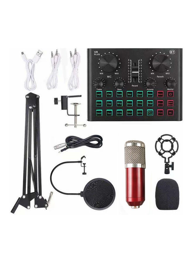 Multifunctional Live Sound Card and Suspension Microphone Kit I-7695-3 Multicolour