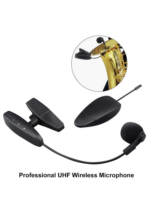 Professional UHF Wire-less Saxophone Microphone Brass Instrument Microphone System Receiver & Transmitter for Sax Saxophone French Horn Trumpet Trombone Clarinet