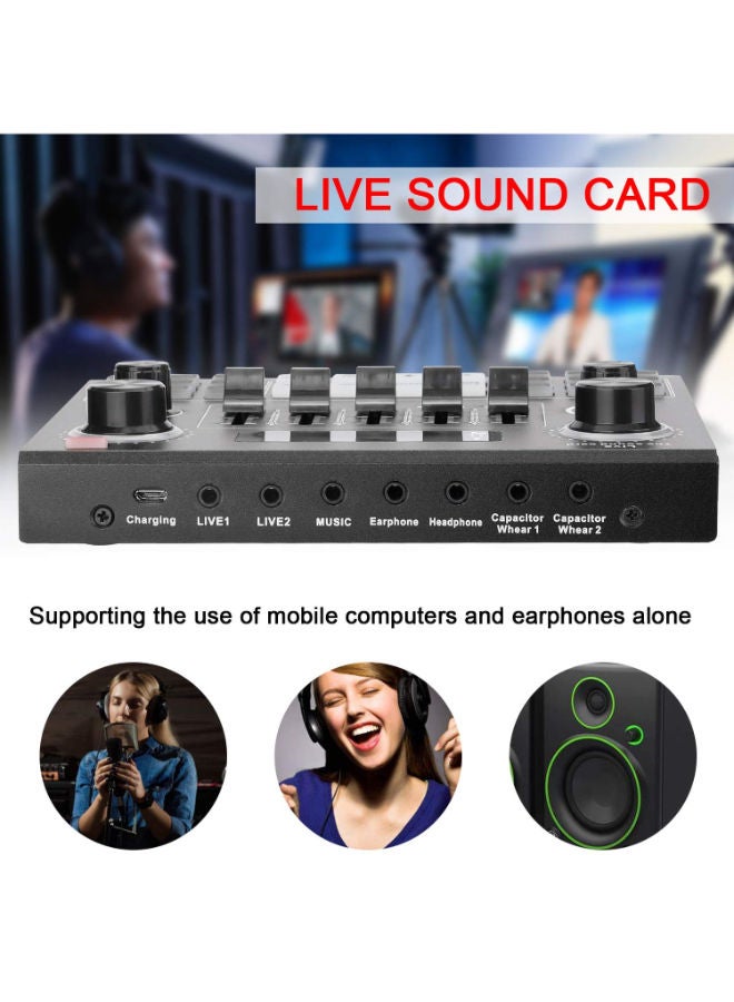 Full Set Of V9 Sound Card With BM-800 Condenser Microphone Capacitor Recording Microphone Audio Interface Studio Stereo Live Streaming Sound Card