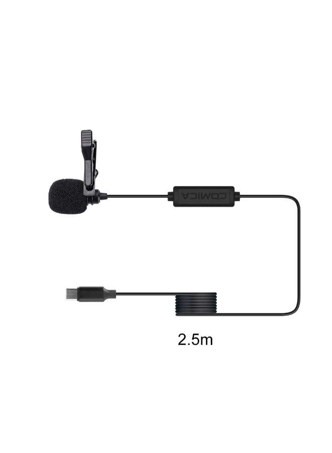 CVM-V01SP(UC) Lavalier Microphone Clip-on Omnidirectional Mic Super Shielding For Type-C Interface Black