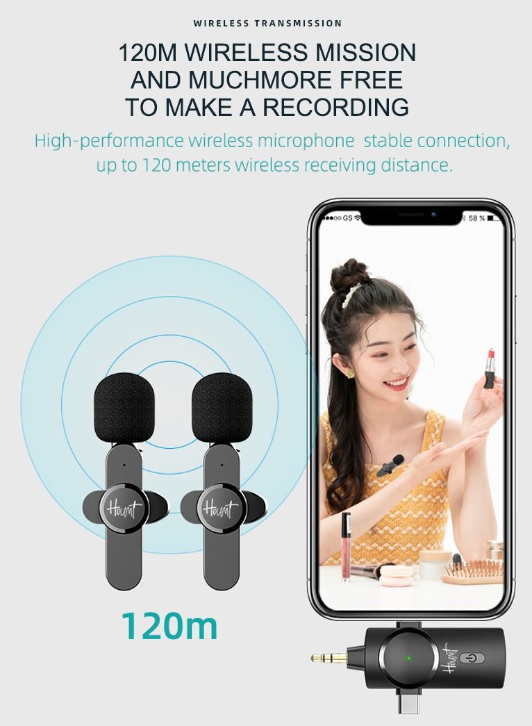 Clip On Microphone Wireless Lavalier Microphone For iPhone Laptop Computer iPhone Android Phone Camera Dual Wireless Microphones For Podcast Video Recording Youtube Tiktok Facebook Plug and Play