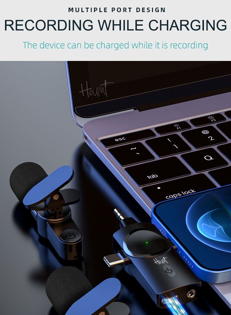 Clip On Microphone Wireless Lavalier Microphone For iPhone Laptop Computer iPhone Android Phone Camera Dual Wireless Microphones For Podcast Video Recording Youtube Tiktok Facebook Plug and Play