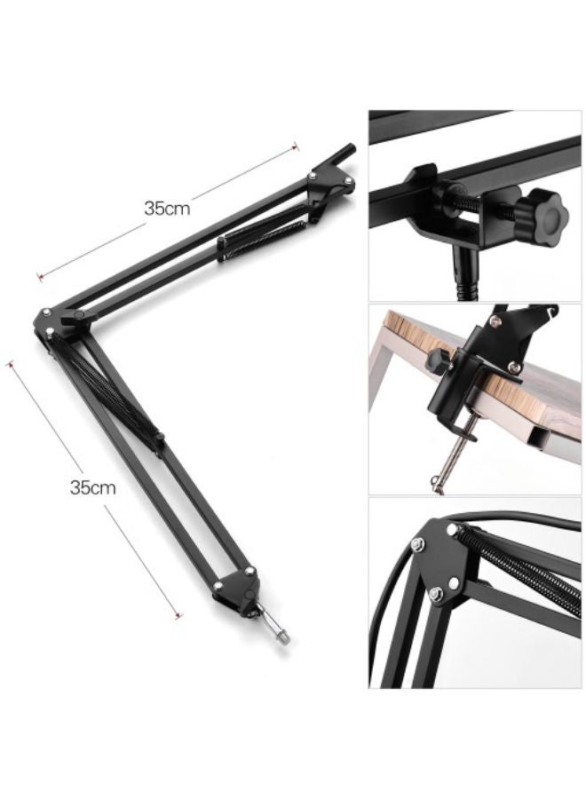 Recording Microphone Condenser Set with External Sound Card, Mic Windscreen, Shock Mount, Adjustable Suspension Scissor Arm Stand, Mounting Clamp