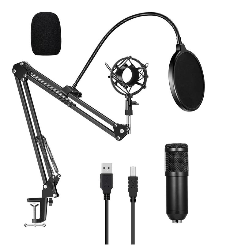 Podcast Recording Microphone Kit Black