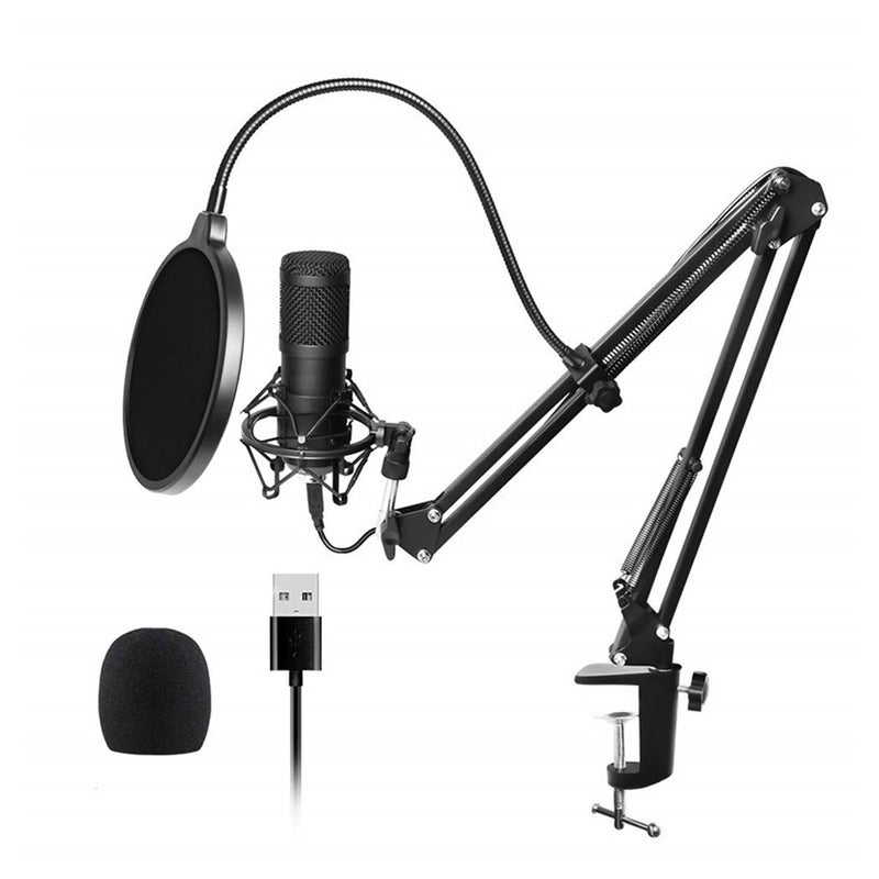 Professional Podcast Condenser USB Microphone Kit V6664-1_P Black