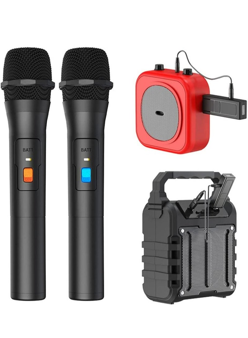 Wireless Microphone, Universal Handheld Karaoke Mic Speaker, Over 110 DB Outdoor Indoor Cordless Microphone System with USB Receiver for Singing, Karaoke, Speech, Wedding, Church