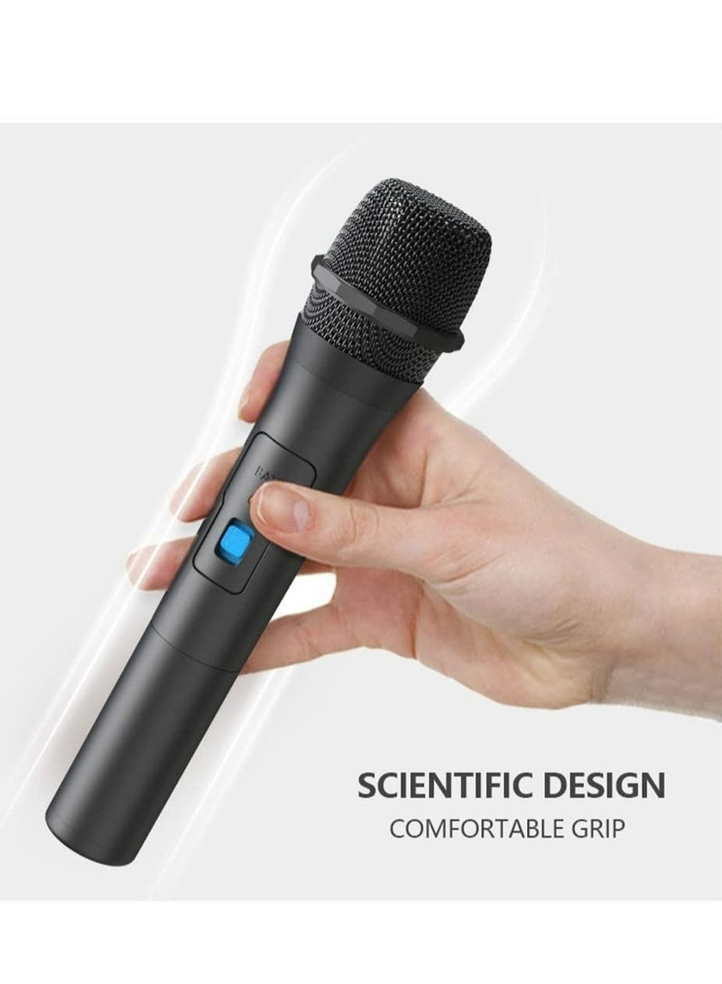 Wireless Microphone, Universal Handheld Karaoke Mic Speaker, Over 110 DB Outdoor Indoor Cordless Microphone System with USB Receiver for Singing, Karaoke, Speech, Wedding, Church