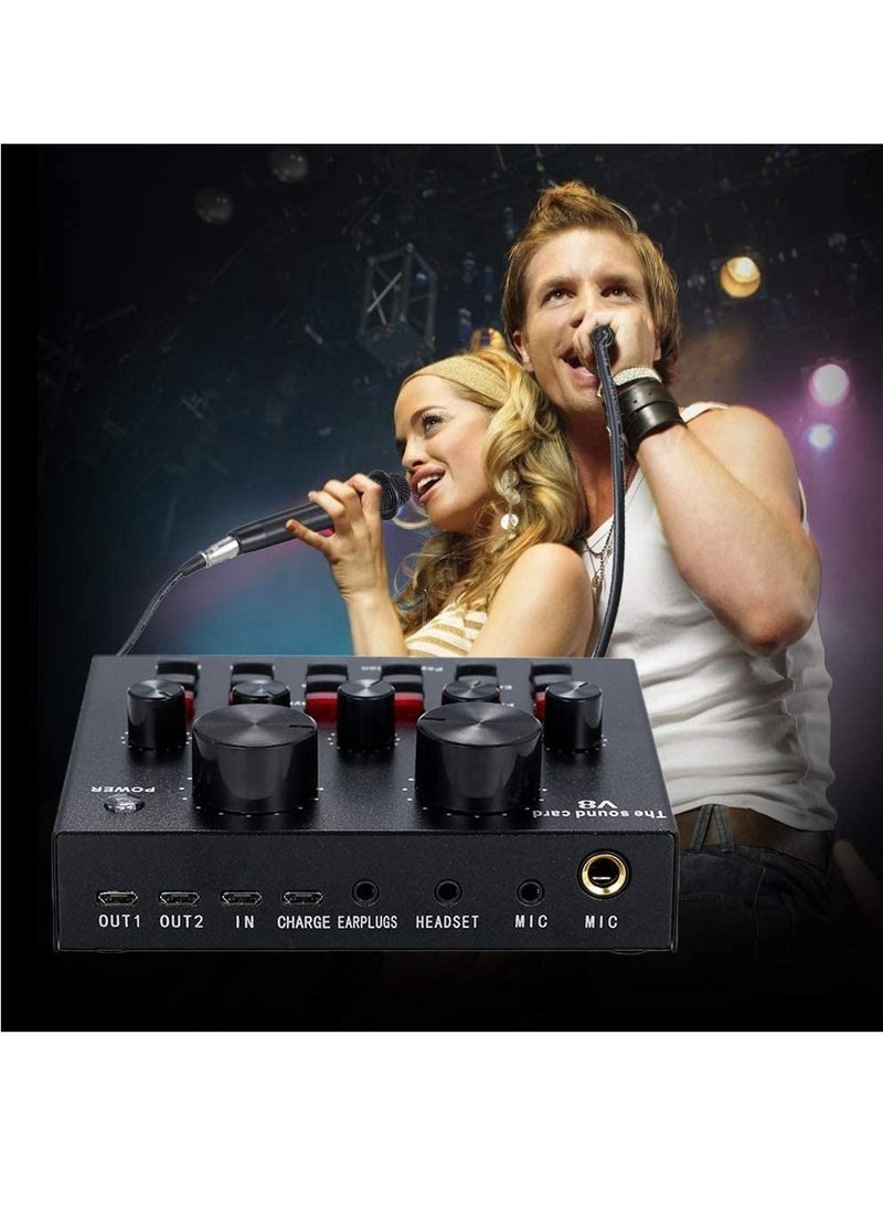Podcast Equipment Bundle,BM-800 Recording Studio Package with Voice Changer,Live Sound Card - Audio Interface for Laptop Computer Vlog Living Broadcast Live Streaming YouTube TikTok(V8)