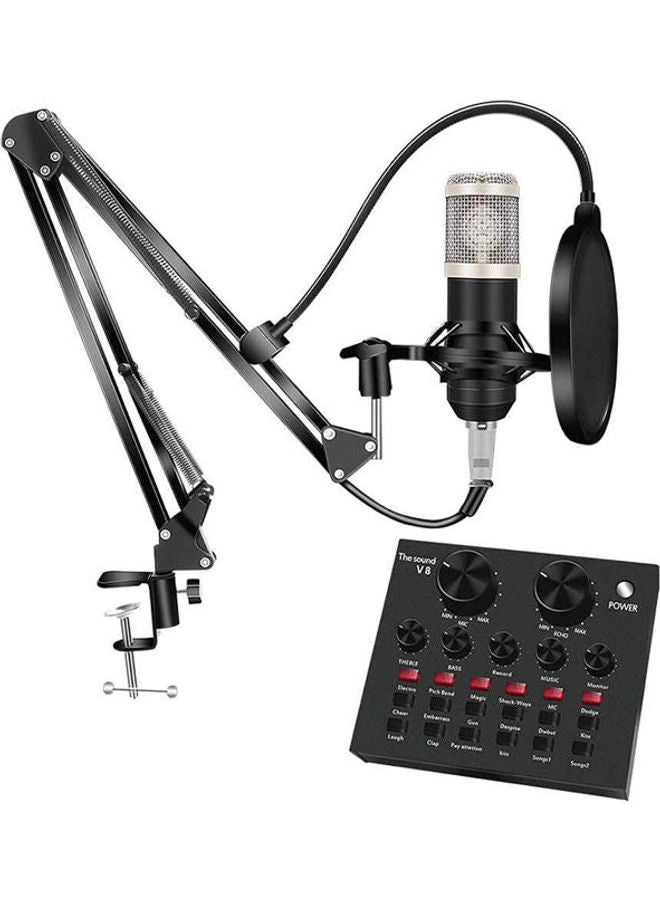 V8 Sound Card with Condenser Microphone BM-800 Black/Silver
