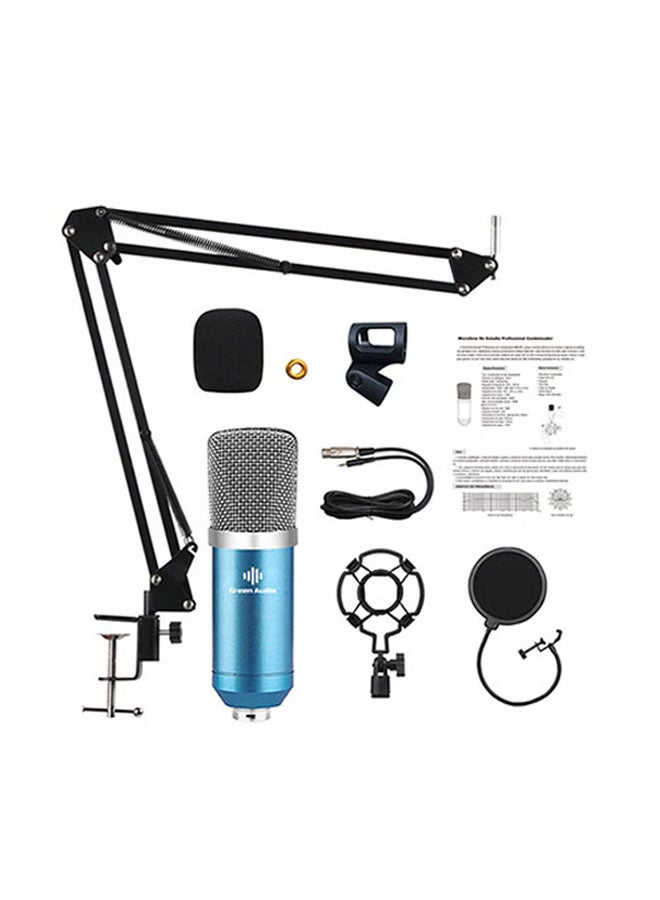 5-Piece Studio Recording Condenser Microphone Kit Blue/Silver/Black