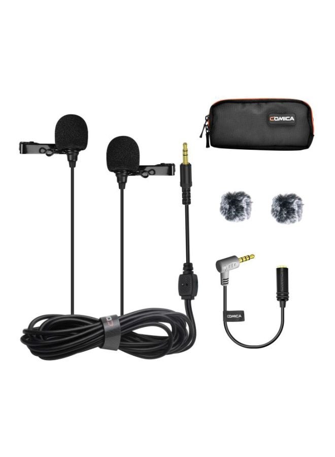 Dual-Head Lavalier Lapel Microphone D4803-1B1 Black