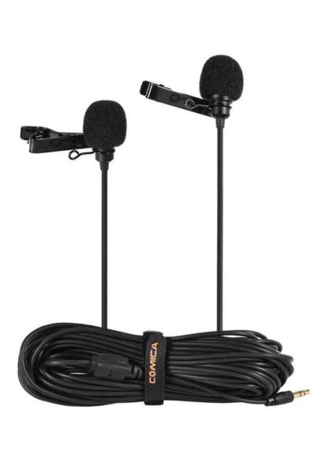 Dual-Head Lavalier Lapel Microphone D4803-1B1 Black