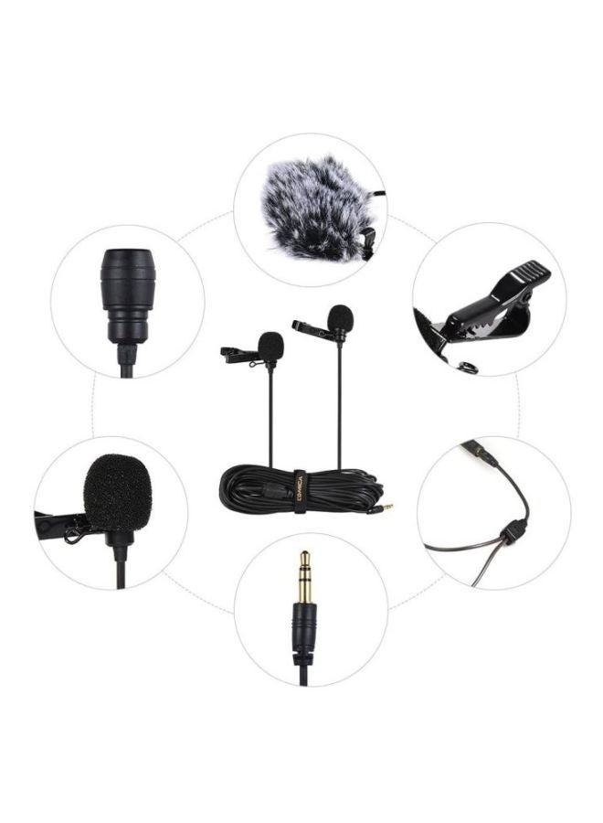 Dual-Head Lavalier Lapel Microphone D4803-1B1 Black