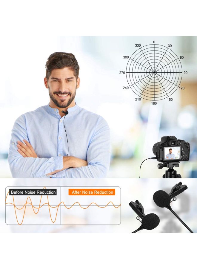 Dual-Head Lavalier Lapel Microphone D4803-1B1 Black