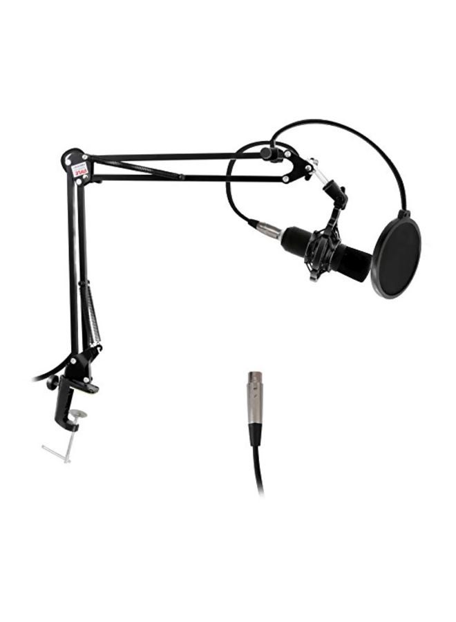 Scissor Spring Arm Mic Stand With Shock Mount PMKSH01 Black/Silver