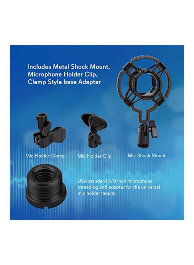 Scissor Spring Arm Mic Stand With Shock Mount PMKSH01 Black/Silver