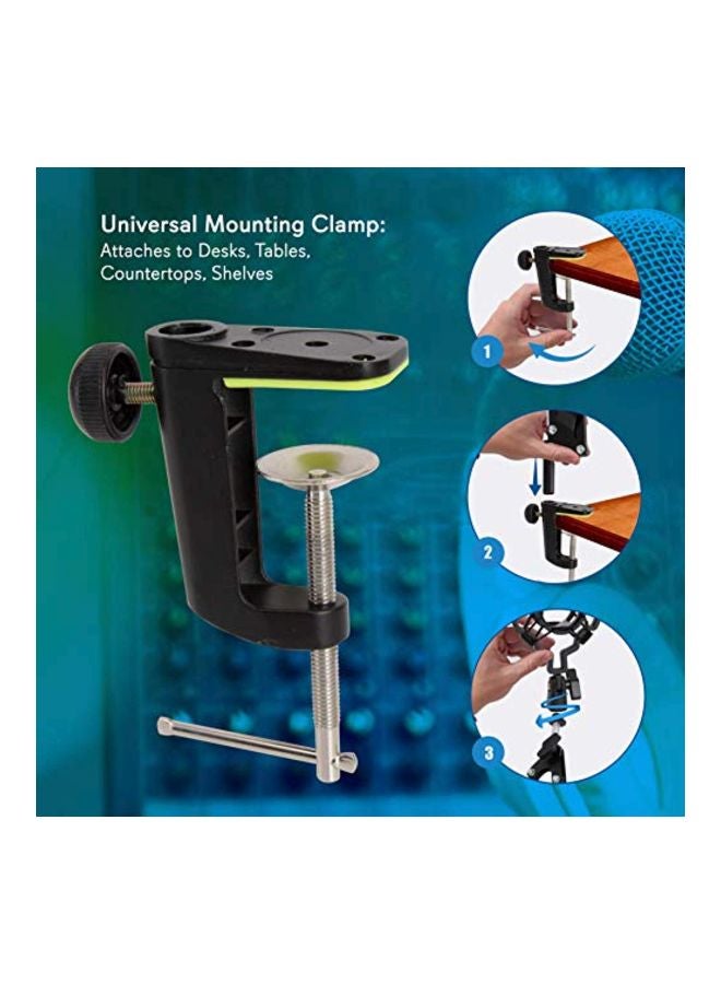 Scissor Spring Arm Mic Stand With Shock Mount PMKSH01 Black/Silver