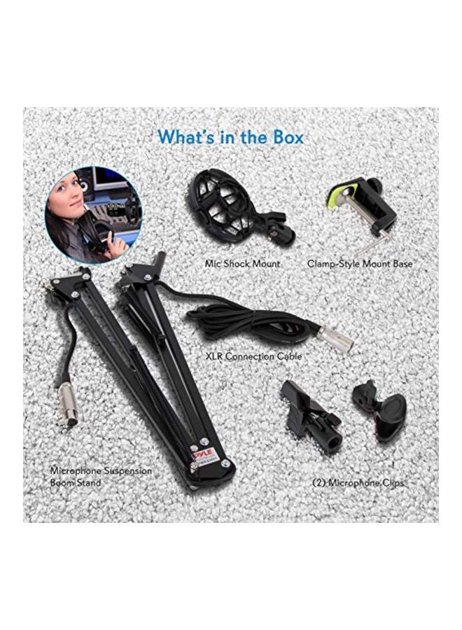 Scissor Spring Arm Mic Stand With Shock Mount PMKSH01 Black/Silver