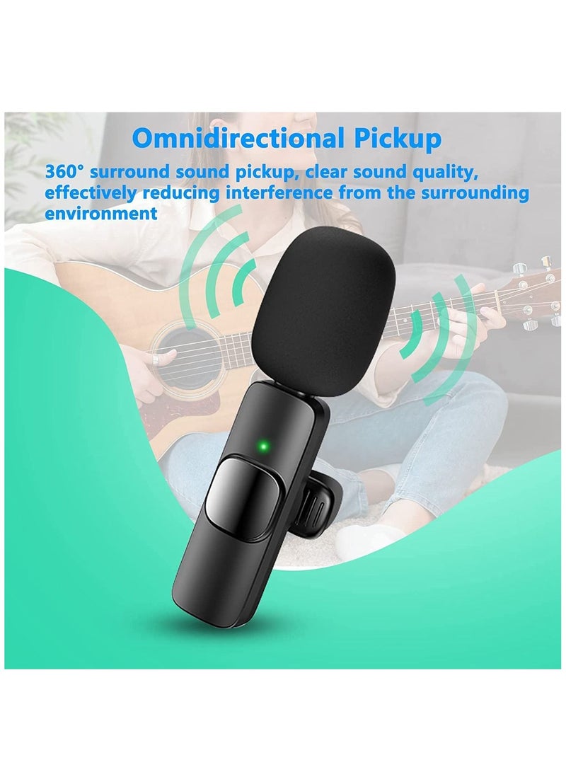 Upgraded  Plug-Play Wireless Lapel Lavalier Microphone for iPhone, android Recording, Youtube Facebook Live Stream Vlog  Auto-Sync Wireless Mic with 2 Clips