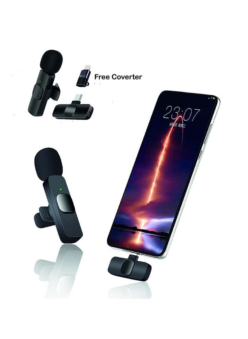 Upgraded  Plug-Play Wireless Lapel Lavalier Microphone for iPhone, android Recording, Youtube Facebook Live Stream Vlog  Auto-Sync Wireless Mic with 2 Clips