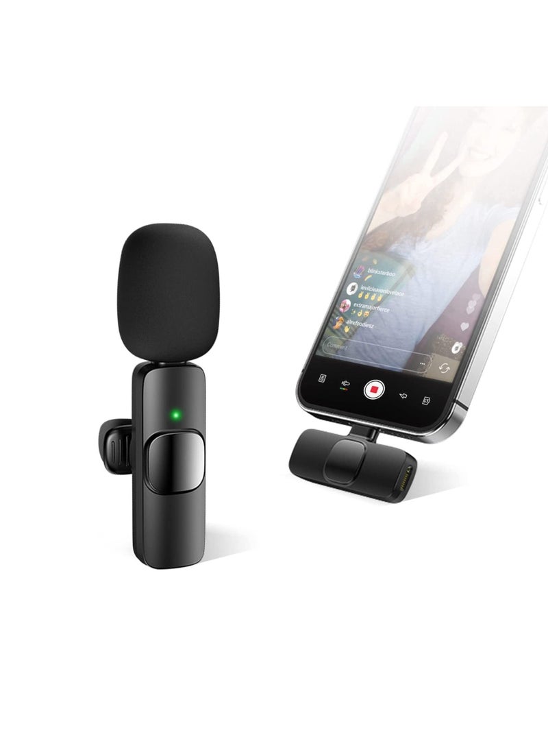 Upgraded  Plug-Play Wireless Lapel Lavalier Microphone for iPhone, android Recording, Youtube Facebook Live Stream Vlog  Auto-Sync Wireless Mic with 2 Clips